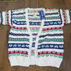 Vintage‎ Northern Isles Fair Isle Floral Cardigan NWT Medium